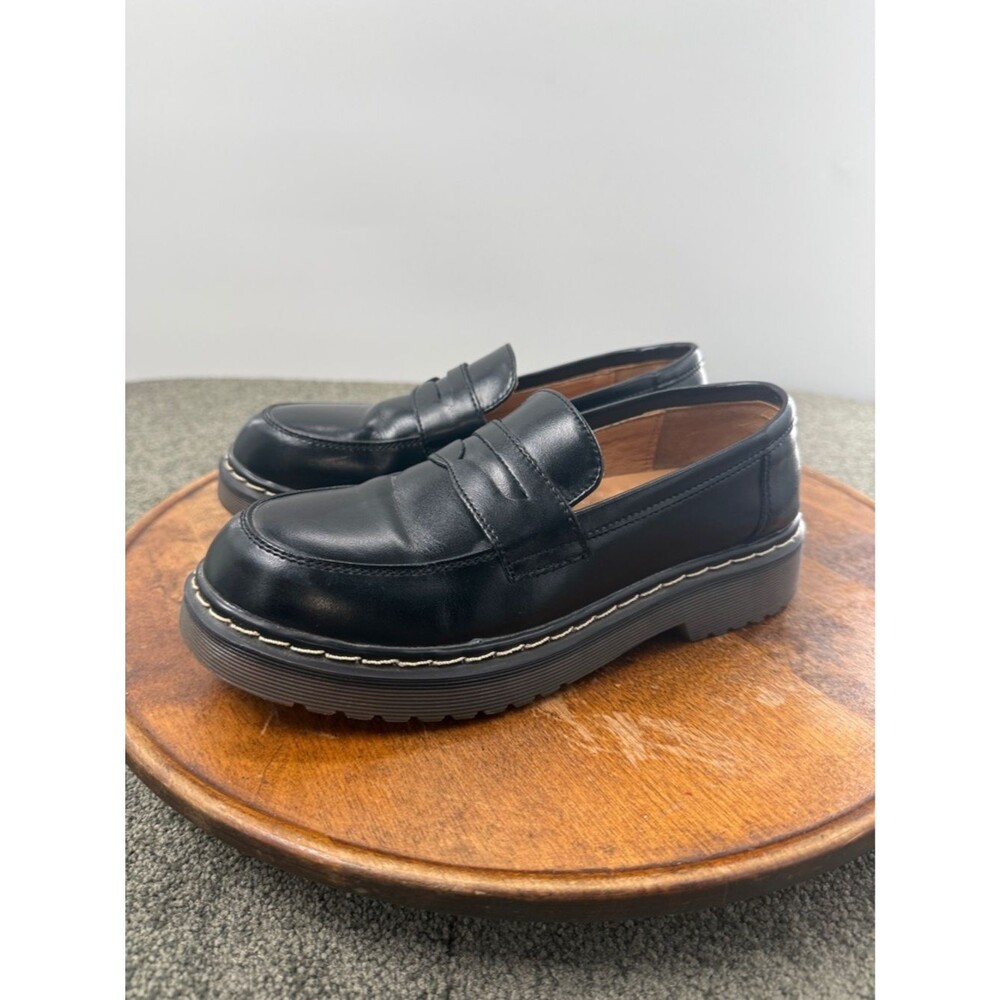 MZDL Shoes Wm 240 (US 7) Black Leather Penny Loafers Chunky Work Professional